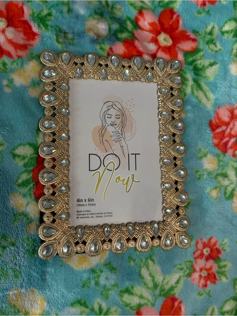 Do It Now Gold Tone & Teardrop Rhinestones Picture Frame 4 x 6